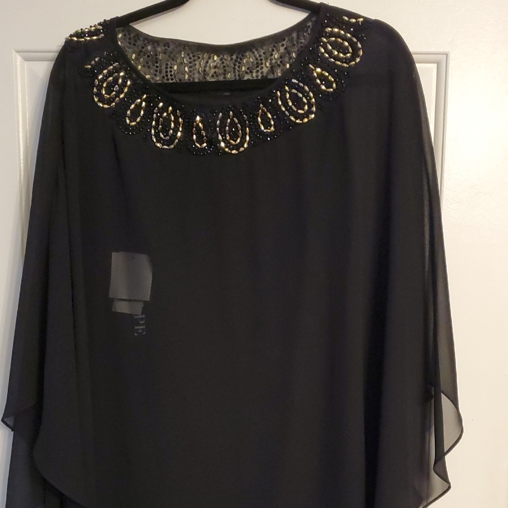 Xscape Elegant Black Beaded Women's Top